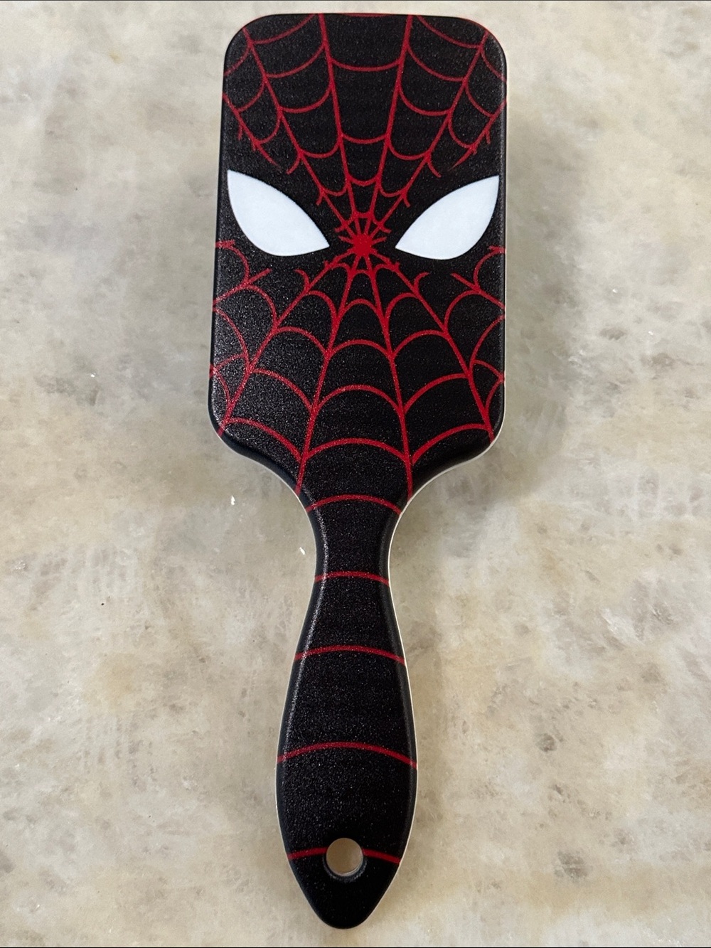 Black & Red Spider-Man Web Paddle Hair Brush for Kids